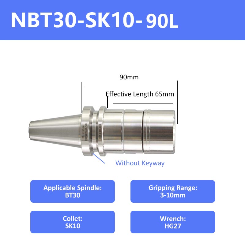 NBT30-SK10-90 High-Speed Keyless Precision CNC Collet Chuck - Da Blacksmith