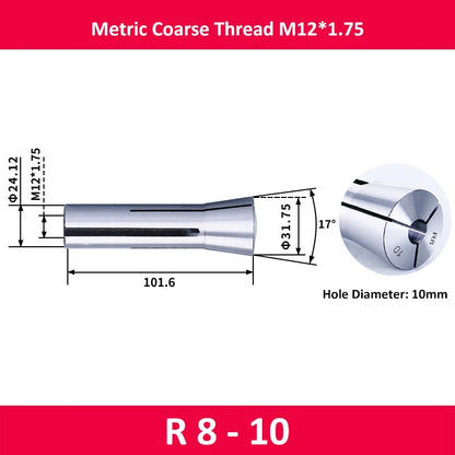 R8-10 Milling Cutter Collet Metric M12 Thread - Da Blacksmith