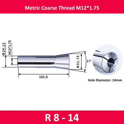 R8-14 Milling Cutter Collet Metric M12 Thread - Da Blacksmith