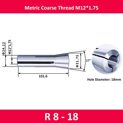 R8-18 Milling Cutter Collet Metric M12 Thread - Da Blacksmith