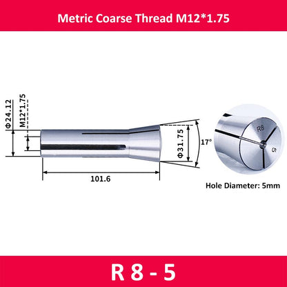 R8-5 Milling Cutter Collet Metric M12 Thread - Da Blacksmith