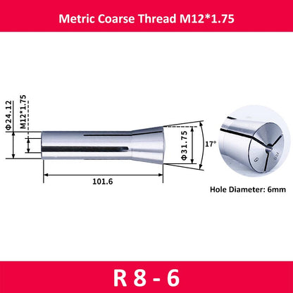 R8-6 Milling Cutter Collet Metric M12 Thread - Da Blacksmith