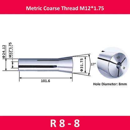 R8-8 Milling Cutter Collet Metric M12 Thread - Da Blacksmith