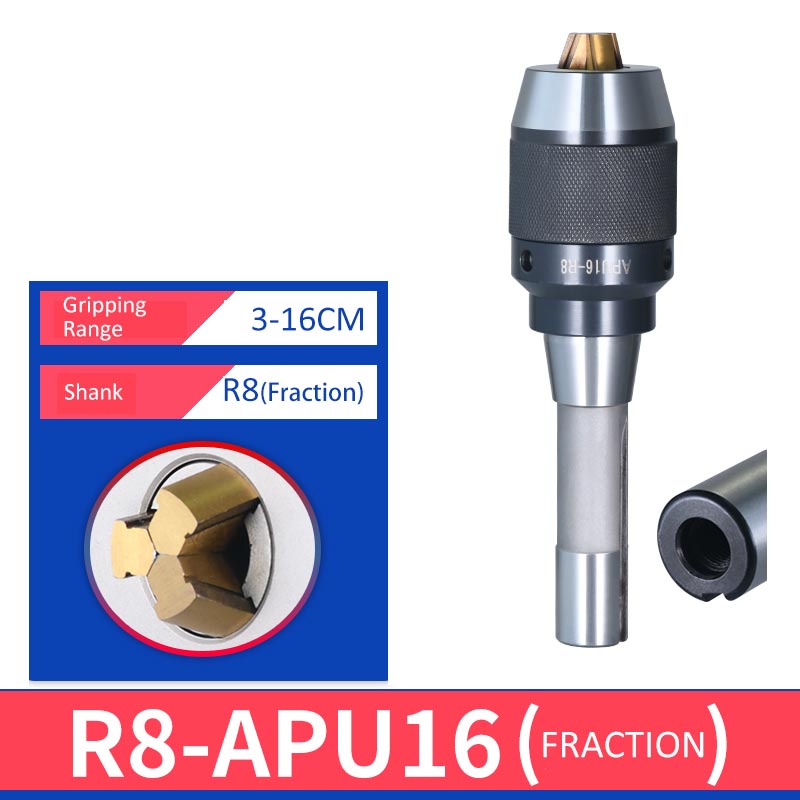 R8-APU16 Integrated Drill Chuck with Fractional Thread - Da Blacksmith