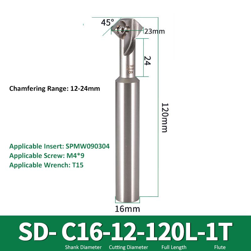 SD C16-12-120-1T CNC Chamfering Milling Cutter Toolholder 30/60/45/120 Degrees Chamfering - Da Blacksmith