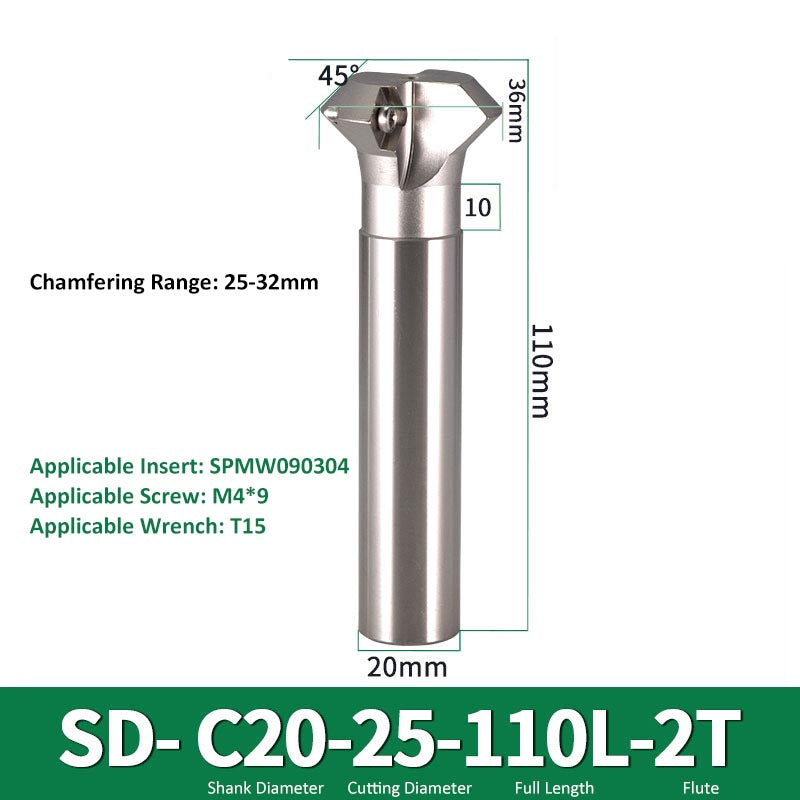 SD C20-25-110-2T CNC Chamfering Milling Cutter Toolholder 30/60/45/120 Degrees Chamfering - Da Blacksmith