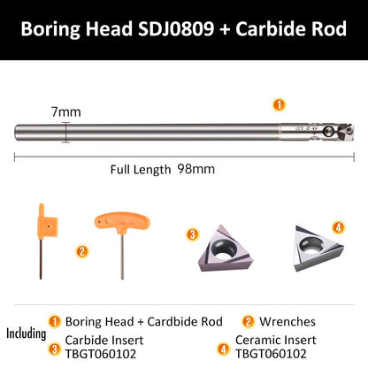 SDJ0809+Carbide Rod Fine Boring Tool Holder for Small Aperture Straight Shank - Da Blacksmith