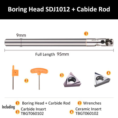 SDJ1012+Carbide Rod Fine Boring Tool Holder for Small Aperture Straight Shank - Da Blacksmith