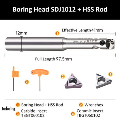 SDJ1012+HSS Rod Fine Boring Tool Holder for Small Aperture Straight Shank - Da Blacksmith