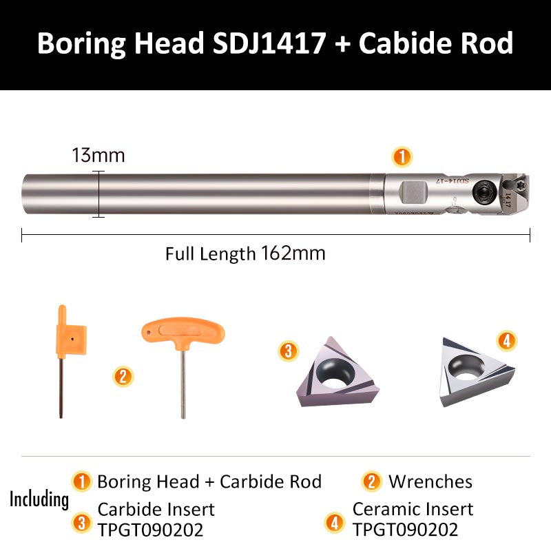 SDJ1417+Carbide Rod Fine Boring Tool Holder for Small Aperture Straight Shank - Da Blacksmith