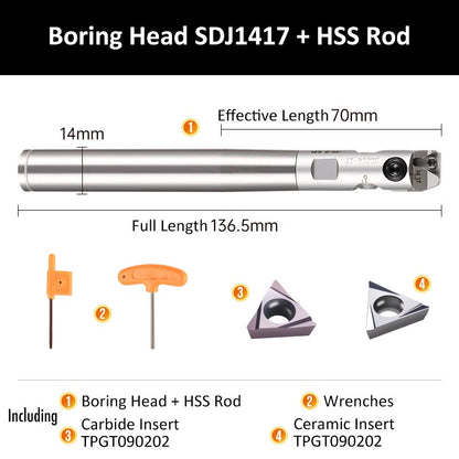 SDJ1417+HSS Rod Fine Boring Tool Holder for Small Aperture Straight Shank - Da Blacksmith