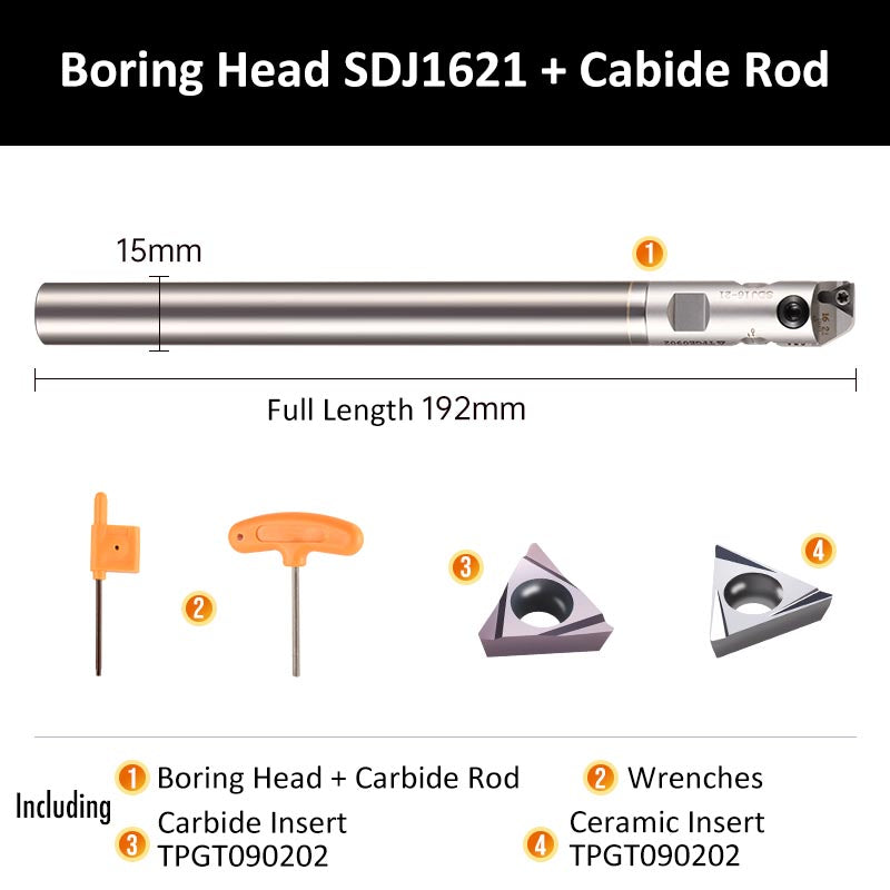 SDJ1621+Carbide Rod Fine Boring Tool Holder for Small Aperture Straight Shank - Da Blacksmith