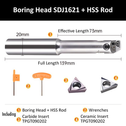 SDJ1621+HSS Rod Fine Boring Tool Holder for Small Aperture Straight Shank - Da Blacksmith