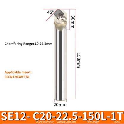 SE12 C20-22.5-150-1T CNC Chamfering Milling Cutter Toolholder 30/60/45/120 Degrees Chamfering - Da Blacksmith