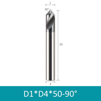 1*4mm Diameter 50mm Length HRC66 2 Flutes Spiral Tungsten Carbide Center Drill 90° Chamfer Milling Cutter - Da Blacksmith