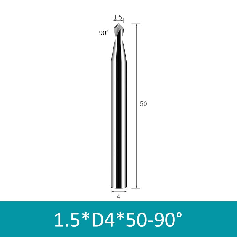 1.5mm Diameter 4mm Shank 50mm Length 90° HRC58 Tungsten Carbide Solid Center Drill for Non-ferrous - Da Blacksmith