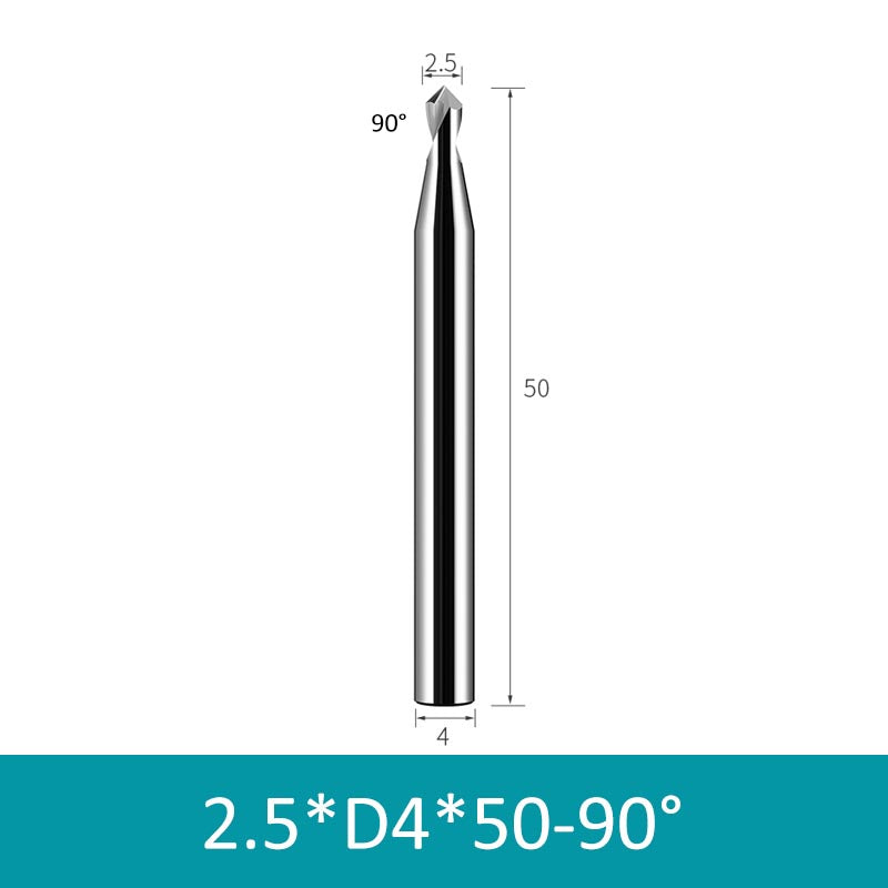 2.5mm Diameter 4mm Shank 50mm Length 90° HRC58 Tungsten Carbide Solid Center Drill for Non-ferrous - Da Blacksmith