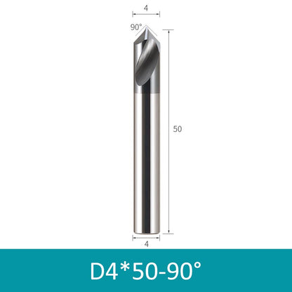 4mm Diameter 50mm Length HRC66 2 Flutes Spiral Tungsten Carbide Center Drill 90° Chamfer Milling Cutter - Da Blacksmith
