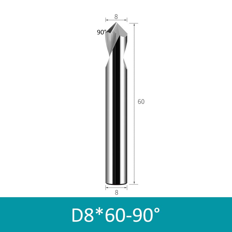 8mm Diameter 60mm Length 90° HRC58 Tungsten Carbide Solid Center Drill for Non-ferrous - Da Blacksmith