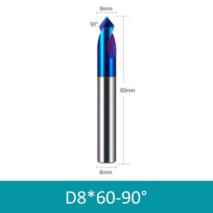 8mm Diameter 60mm Length 90° HRC65 Tungsten Carbide Solid Center Drill Chamfering Knife - Da Blacksmith