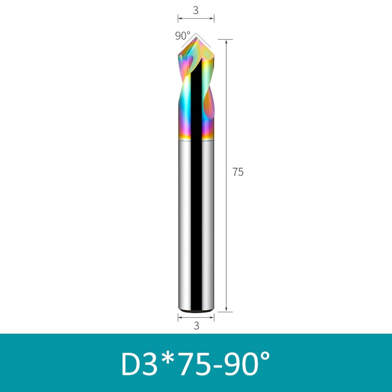 3mm Diameter 75mm Length Colorful 90° CNC Center Drill Tungsten Carbide Chamfering Drill - Da Blacksmith