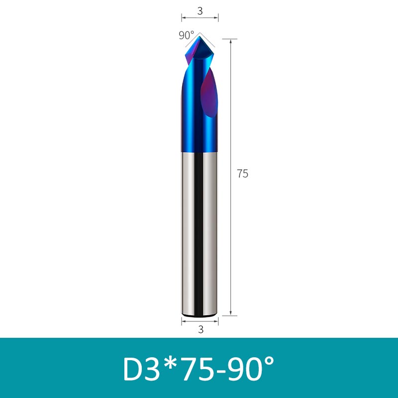 3mm Diameter 75mm Length 90° HRC65 Tungsten Carbide Solid Center Drill Chamfering Knife - Da Blacksmith