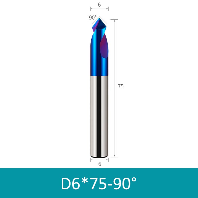 6mm Diameter 75mm Length 90° HRC65 Tungsten Carbide Solid Center Drill Chamfering Knife - Da Blacksmith