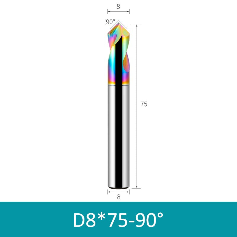 8mm Diameter 75mm Length Colorful 90° CNC Center Drill Tungsten Carbide Chamfering Drill - Da Blacksmith