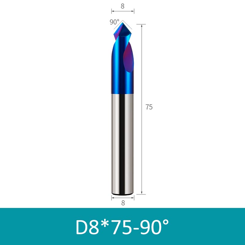 8mm Diameter 75mm Length 90° HRC65 Tungsten Carbide Solid Center Drill Chamfering Knife - Da Blacksmith