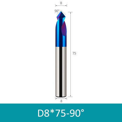 8mm Diameter 75mm Length 90° HRC65 Tungsten Carbide Solid Center Drill Chamfering Knife - Da Blacksmith