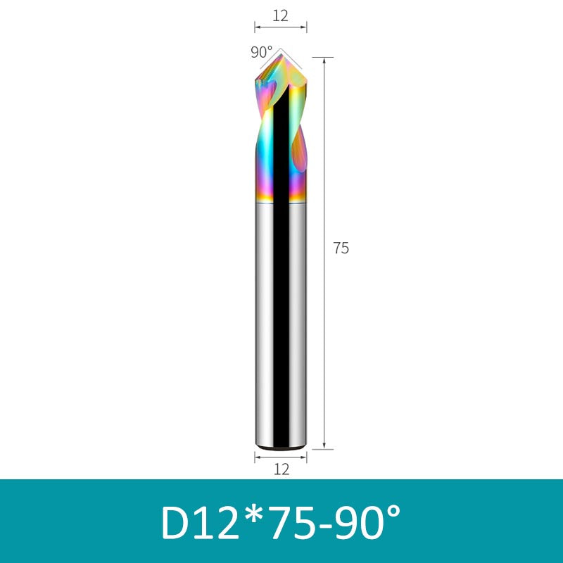 12mm Diameter 75mm Length Colorful 90° CNC Center Drill Tungsten Carbide Chamfering Drill - Da Blacksmith