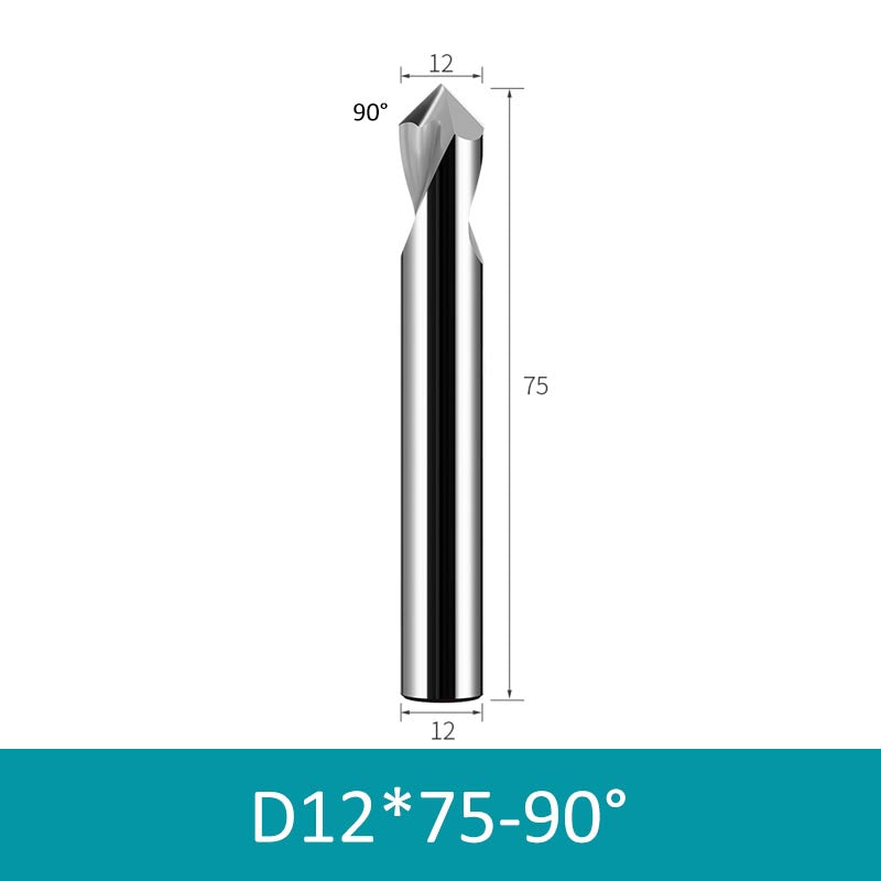 12mm Diameter 75mm Length 90° HRC58 Tungsten Carbide Solid Center Drill for Non-ferrous - Da Blacksmith