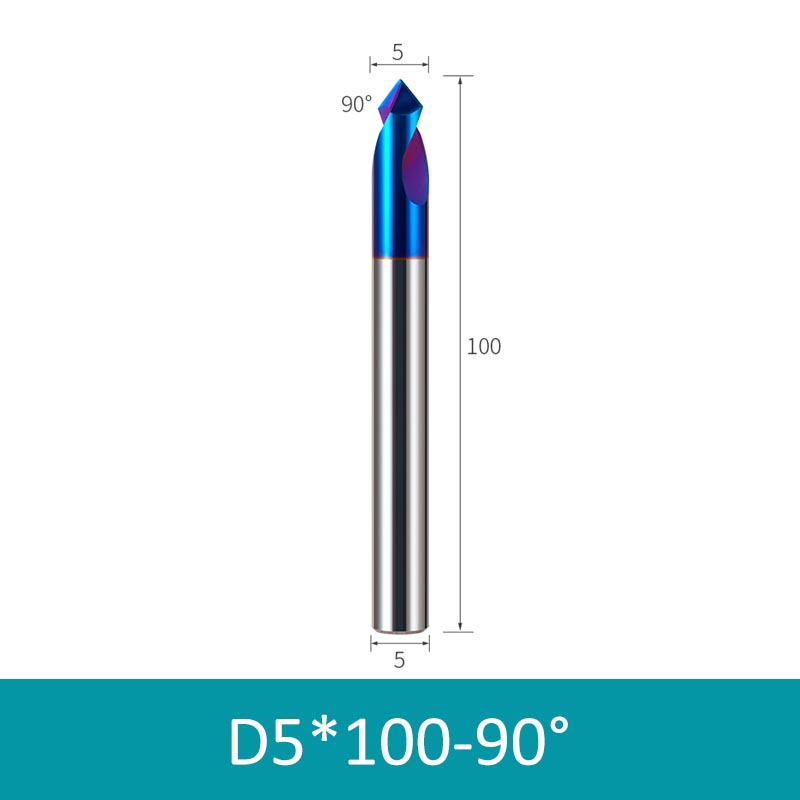 5mm Diameter 100mm Length 90° HRC65 Tungsten Carbide Solid Center Drill Chamfering Knife - Da Blacksmith