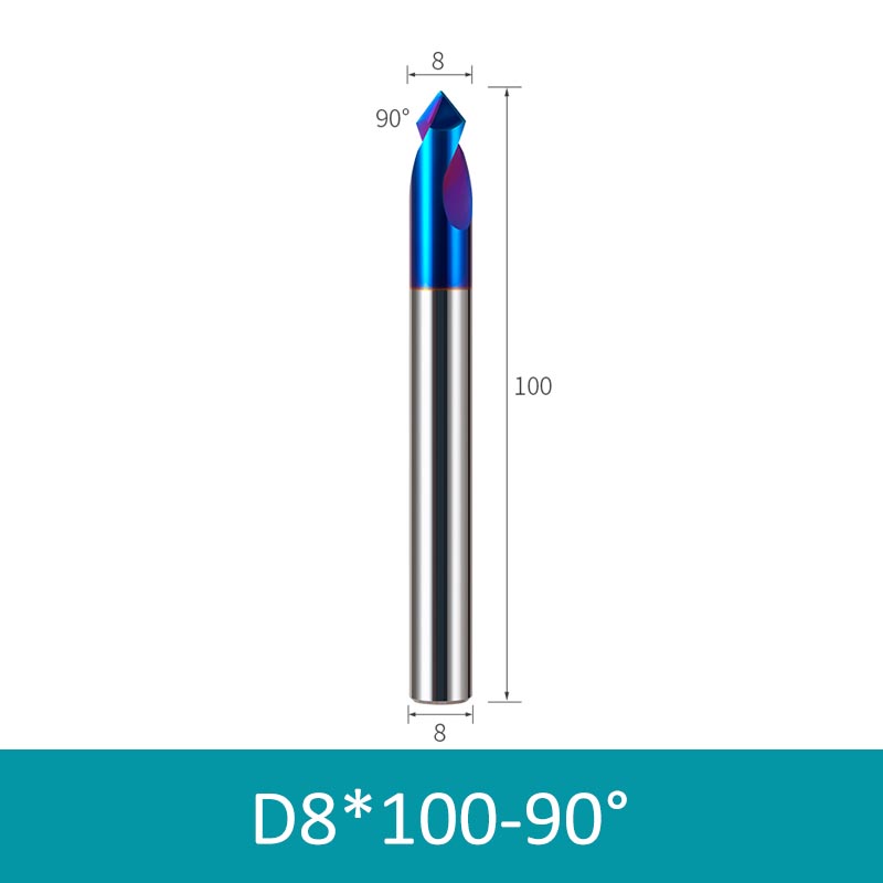 8mm Diameter 100mm Length 90° HRC65 Tungsten Carbide Solid Center Drill Chamfering Knife - Da Blacksmith