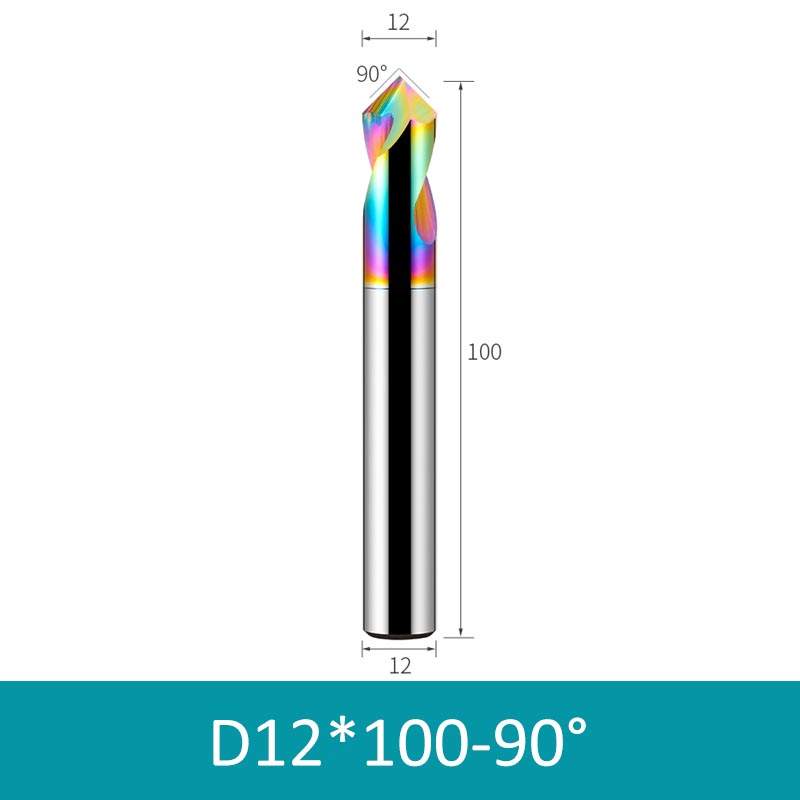 12mm Diameter 100mm Length Colorful 90° CNC Center Drill Tungsten Carbide Chamfering Drill - Da Blacksmith