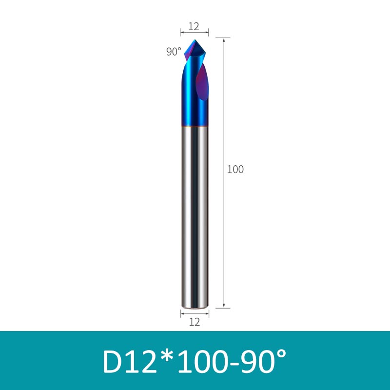 12mm Diameter 100mm Length 90° HRC65 Tungsten Carbide Solid Center Drill Chamfering Knife - Da Blacksmith