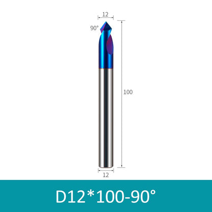 12mm Diameter 100mm Length 90° HRC65 Tungsten Carbide Solid Center Drill Chamfering Knife - Da Blacksmith