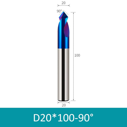 20mm Diameter 100mm Length 90° HRC65 Tungsten Carbide Solid Center Drill Chamfering Knife - Da Blacksmith