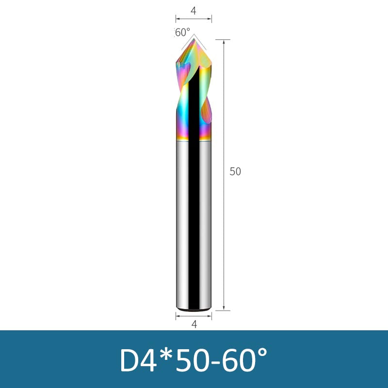 4mm Diameter 50mm Length Colorful 60° CNC Center Drill Tungsten Carbide Chamfering Drill - Da Blacksmith