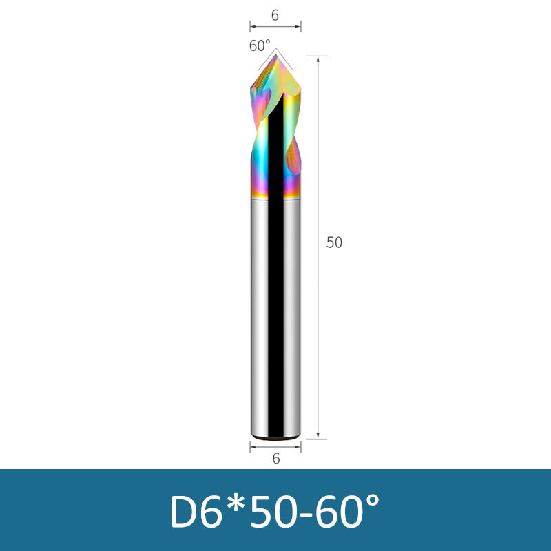 6mm Diameter 50mm Length Colorful 60° CNC Center Drill Tungsten Carbide Chamfering Drill - Da Blacksmith