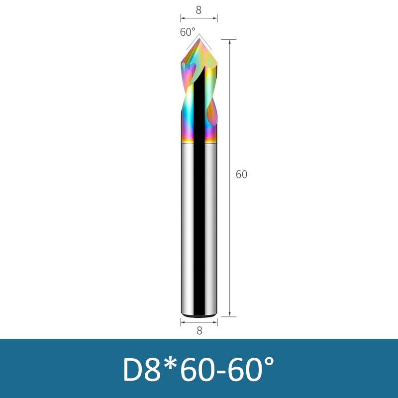 8mm Diameter 60mm Length Colorful 60° CNC Center Drill Tungsten Carbide Chamfering Drill - Da Blacksmith