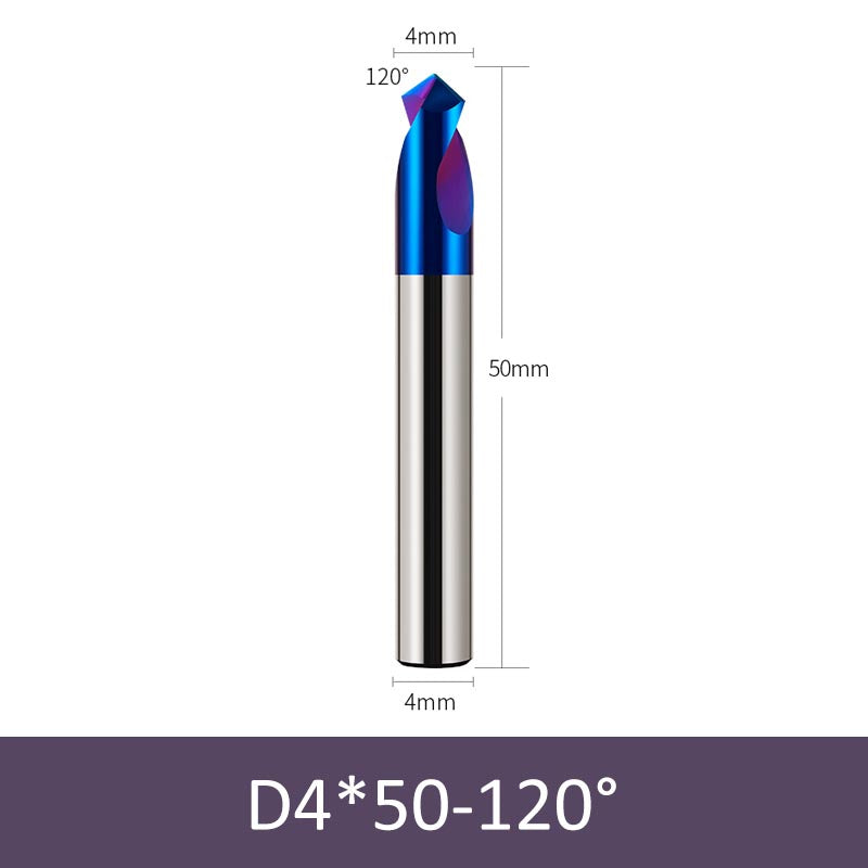 4mm Diameter 50mm Length 120° HRC65 Tungsten Carbide Solid Center Drill Chamfering Knife - Da Blacksmith