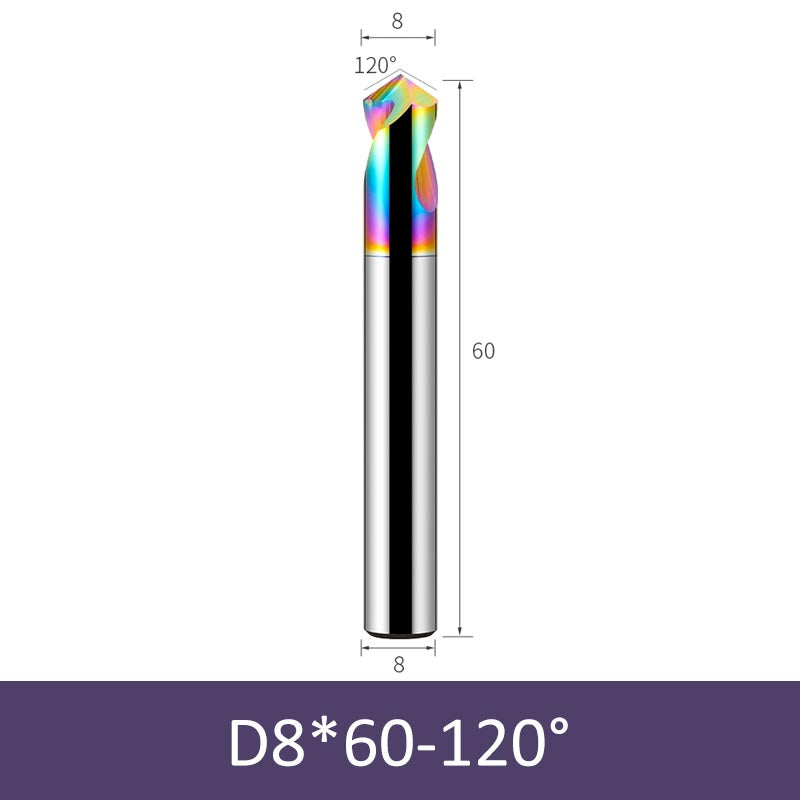 8mm Diameter 60mm Length Colorful 120° CNC Center Drill Tungsten Carbide Chamfering Drill - Da Blacksmith