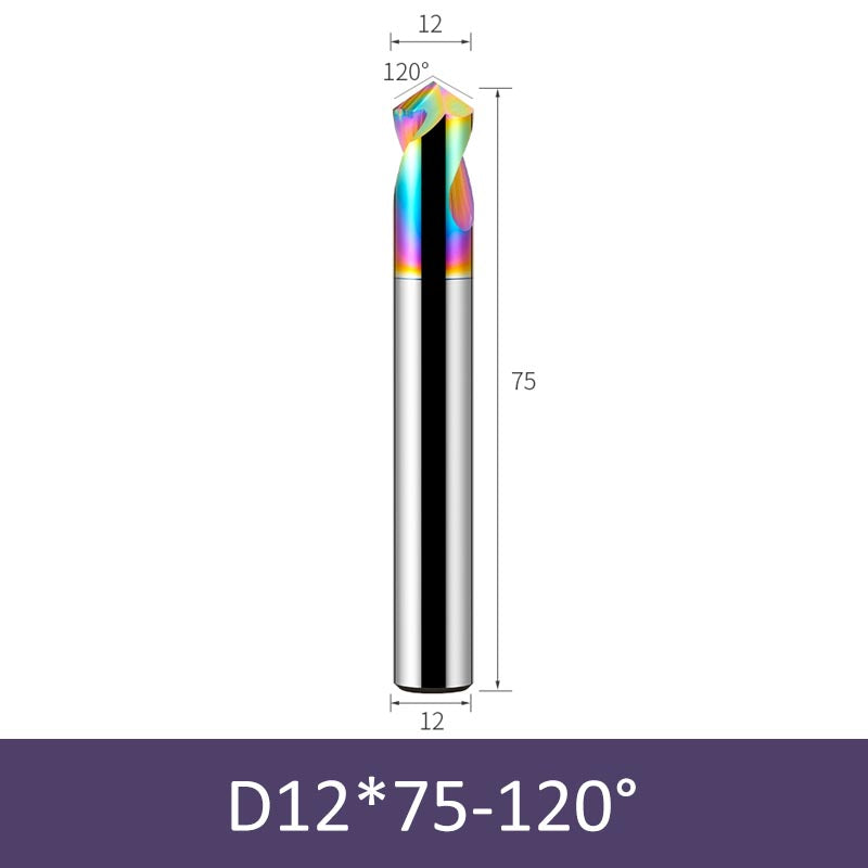 12mm Diameter 75mm Length Colorful 120° CNC Center Drill Tungsten Carbide Chamfering Drill - Da Blacksmith