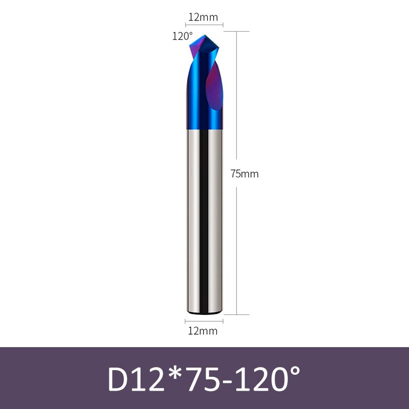 12mm Diameter 75mm Length 120° HRC65 Tungsten Carbide Solid Center Drill Chamfering Knife - Da Blacksmith