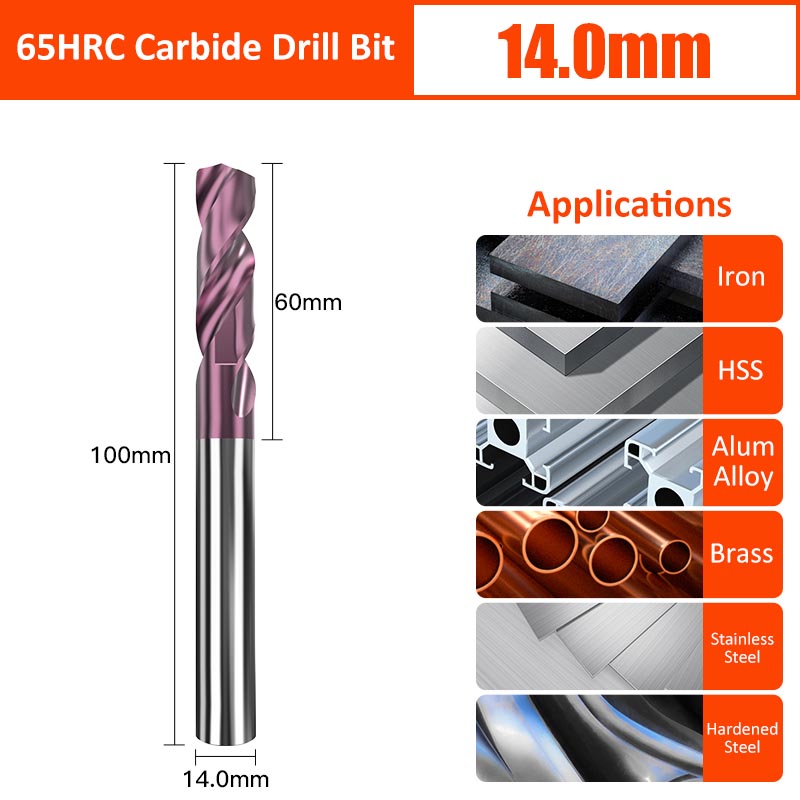 14.0mm Diameter 65HRC Tungsten Carbide Drill Bit for Super Hard Drilling Twist Drill Bit - Da Blacksmith