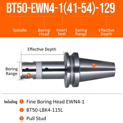 BT50-EWN4-1(41-54)-129L Fine Boring Cutter Tuning Head Adjustable Tool Holder - Da Blacksmith