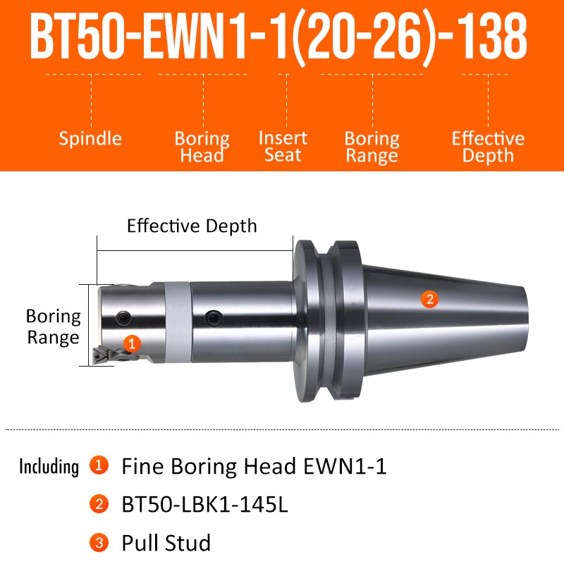 BT50-EWN1-1(20-26)-138L Fine Boring Cutter Tuning Head Adjustable Tool Holder - Da Blacksmith