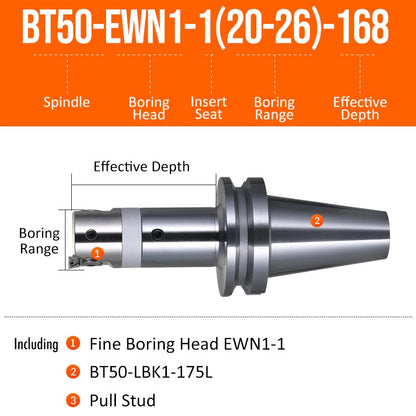 BT50-EWN1-1(20-26)-168L Fine Boring Cutter Tuning Head Adjustable Tool Holder - Da Blacksmith