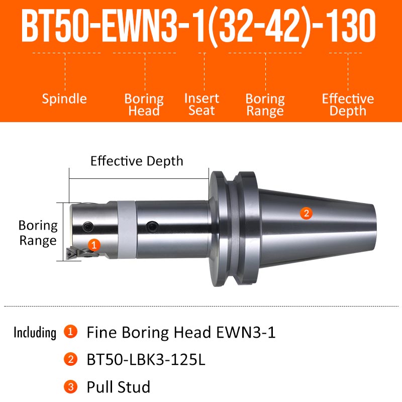 BT50-EWN3-1(32-42)-130L Fine Boring Cutter Tuning Head Adjustable Tool Holder - Da Blacksmith